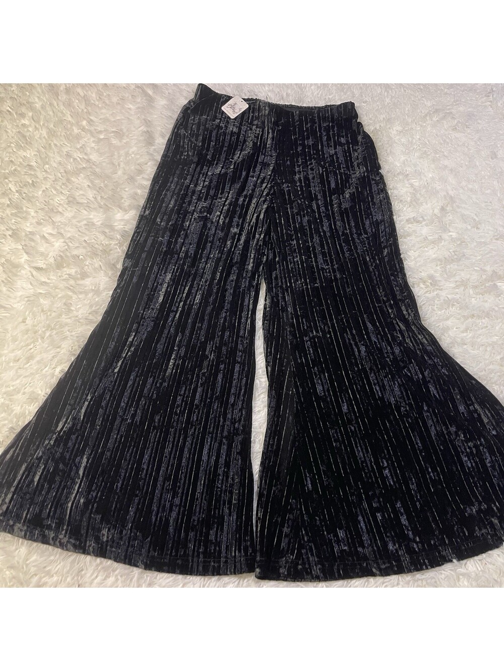 Free People NWT So Charming Velvet Flare Pants Womens L Black Stretch